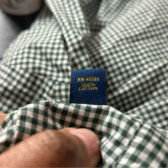 POLO Ralph Lauren Men's Casual Button Down Shirt Green White Size Medium - Picture 4 of 6